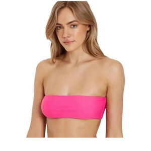 Charlie Holiday Barbie Pink Bandeau Swim Bikini Top 6 NWOT Morgan Barbiecore